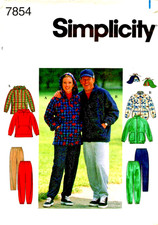 Simplicity 7854 Unisex Jacket Top Pants Hats Sewing Pattern Uncut picture