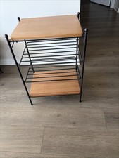 Longaberger Wrought Iron 4 Tier Stand/Table with 2 Woodcraft Shelves~RARE picture
