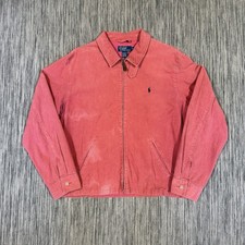 Polo Ralph Lauren Vintage Coral Pink Corduroy Harrington Jacket Size L picture