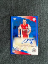 Oscar Gloukh 2025-26 Topps Chrome Blue Refractor Auto /150 CA-OG Ajax picture