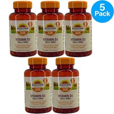Sundown Non-GMO Vitamin D3 25mcg 1000 IU Immune Bone Health 400 Softgels 5 Pack picture
