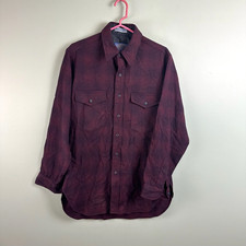 Pendleton Vintage Wool Outdoors Man Shadow Plaid Purple Red Mens MED USA Shirt picture