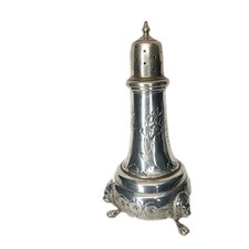 Antique B. & M. Sterling Silver Sugar Caster Shaker Hand Chased Lion Feet .925 picture