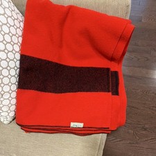Vintage L.L.Bean Red Striped Camp Blanket Rectangular  72 X 86 in picture
