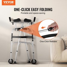 VEVOR 2 in 1 Folding Walker Removable Armrests Wheeled Mobility Aid 450lb picture