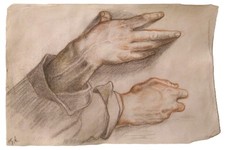 ORIGINAL Drawing Old Master Hand Sketch Red chalk on Laid paper picture