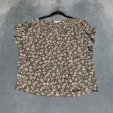 Loft Outlet Blouse Top Womens Small Multicolor Floral Pleated Ruffle Cap Sleeve picture