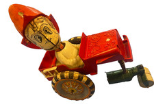 Vintage Marx Toys Tin Litho Wind Up Smokey Sam Fire Chief Jeep Whoopie Car picture