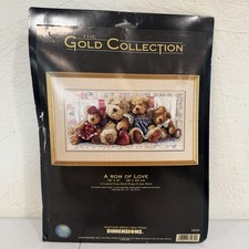 Dimensions Gold Collection cross stitch kit A ROW OF LOVE TEDDY  #35039 picture
