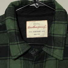 Original Weatherproof Vintage Flannel Shirt Mens L Shacket Plaid Black Green NWT picture