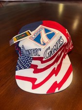 Vintage 1996 Olympics Snapback Hat American Flag Splash Logo 7 Atlanta 90s picture