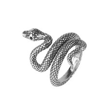 925 Sterling Silver Snake Ring Adjustable Women Vintage Wedding Jewelry picture