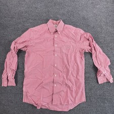 Lacoste Shirt Mens 40 Pink Gingham Check Cotton Button Down Long Sleeve Casual picture