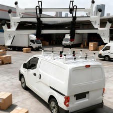 3-Bar Steel Roof Ladder Rack Fit Nissan NV200 Chevy City Express, White, 800lbs picture