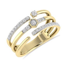 1/3 Ct Natural Diamond Three Row Style Wedding Band for Women in 14K Yellow Gold picture