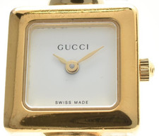 [Exc+5] GUCCI 1900L 19mm Gold White Dial Square Qz Womens Watch JAPAN picture