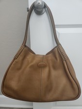 Tod's Camel Authentic Leather Two  Handle Large Shoulder Bag Purse picture