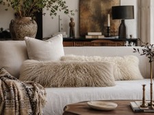 Extra Long Mongolian Lamb Fur Pillow Curely Wool Hair picture