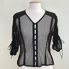 Goth Fairy Grunge Womens Top 12 Black Open Mesh Fishnet Edgy Whimsigoth Alt Emo picture