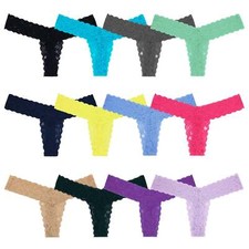 Pack of 12 Women's Sexy Lace Thongs Low Rise One Size Panties picture