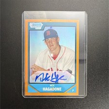 Nick Hagadone 2007 Bowman Chrome Auto Orange Refractor /25 Red Sox Prospect picture