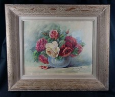 Madeleine RENAUD (1900-1994) Still Life with Rose Vase 20th Watercolor picture
