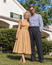 Marilyn Monroe Owned Worn gold and tiny black polka dot dress Sydney Guilaroff picture