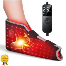 102 LED Red Light Therapy Foot Ankle Wrap w/ Heat 660nm 850nm Infrared Black NIB picture