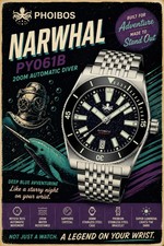 PHOIBOS Narwhal PY061B – Dark Blue Aventurine – 200M Automatic Diver picture