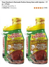 2x TONY CHACHERE'S PRALINE HONEY HAMNew INJECTABLES MARINADE CREOLE BBQ  2/13/27 picture
