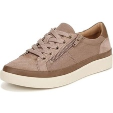 Vionic Womens Size 12W Mayra Suede Canvas Lace-Up Casual Sneaker Brownie NIB picture