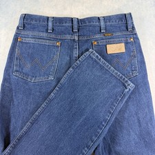 Wrangler 936PWD Cowboy Cut Blue Dark Wash Jeans Slim Fit Straight Mens Sz 33x32 picture