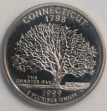 1999-S 25C U.S. State Quarter - Connecticut (Error: In Cod We Trust) picture