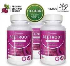3PCS Rosabella Organic Beet Root 60 Capsules Natural Energy.Boost Blood Pressure picture