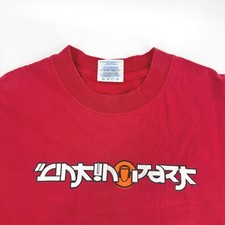 Vintage Linkin Park Band T-Shirt Red Graphic Tee Mens Medium Hybrid Theory Tour picture