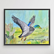ARivers Impressionistic Art 14x11 Wild Duck Painting Signed Canvas Original picture