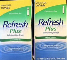 2-Refresh Plus Lubricant Eye Drops Original 70 Vials Each Box Exp 10/2027 picture