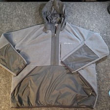 Eddie Bauer Gray and Black Hooded Fleece Pullover Jacket picture