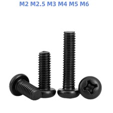 1/1000pcs M2-M6 Black Stainless Steel Cross Round Phillips Pan Head Screw Bolt picture