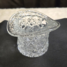 Large 1970s 4.5in Vintage Fenton Daisy & Button Top Hat Clear Glass Candy Dish picture
