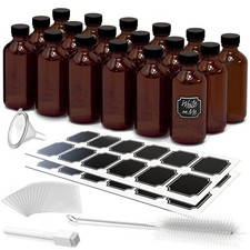 Nevlers 8 oz Boston Round Amber Glass Bottles 18 Pack picture