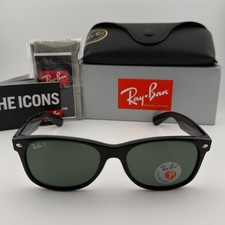 Ray-Ban New Wayfarer Sunglasses RB2132 901/58 Gloss Black Polarized 55mm NEW picture