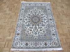 4'7 x 6'10 Hand Knotted Ivory Fine Nain With Silk Oriental Rug G14074 picture