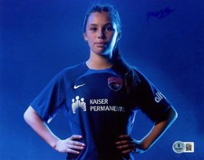 MELANIE BARCENAS SIGNED 8x10 PHOTO SIGNED WITH NWSL SOCCER AT 15 BECKETT BAS picture
