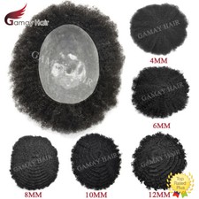 Afro Curl Mens Toupee Full Poly African American Hair System Replacement for Men picture