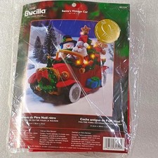 Bucilla SANTA'S VINTAGE CAR Felt Christmas Kit with Lights 85329 picture