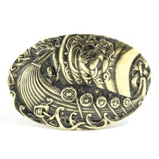 Viking warship Drakkar brass belt buckle, Scandinavian Nordic Celtic warrior picture