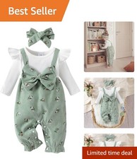 Adorable Floral Two-Piece Jumpsuit for Newborn Baby Girls - Long Sleeve Comfort picture
