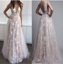 Hebeo A-Line/Princess V-neck Floor-Length Tulle Sleeveless Applique Dresses -NWT picture