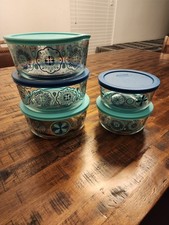Vintage PYREX Pure Glass Decorated Containers Set 10 PIECES 3 Lg 2 Med picture